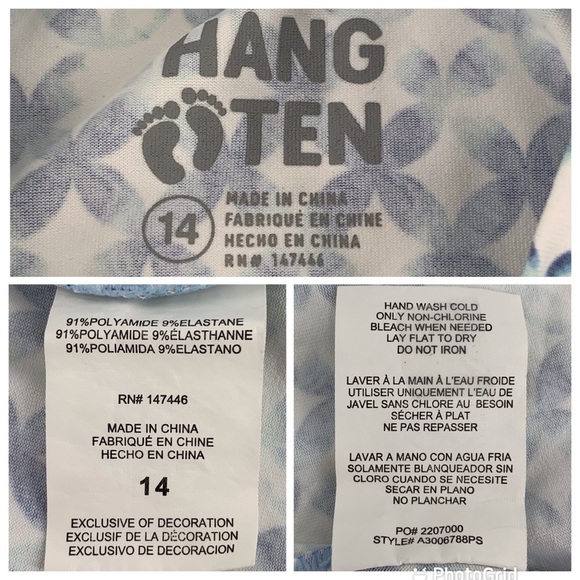 Hang Ten Girls' Two Piece Bathing Suit, 14 - Picture 8 of 16